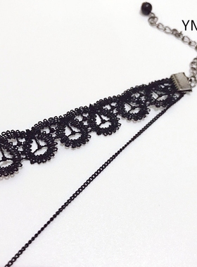 双层黑色蕾丝水滴吊坠明星同款
