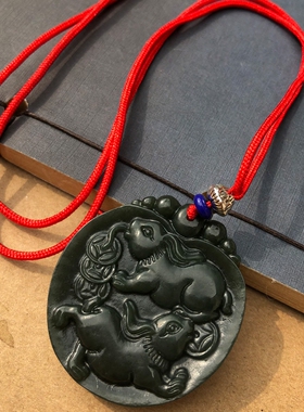 天然和田玉前途无量生肖兔吊坠