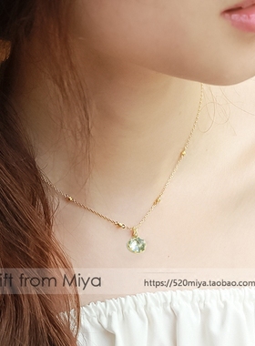 日系托帕石镂空双面镀金纯银项链