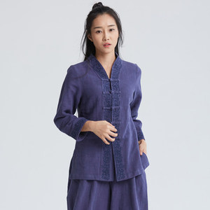 慈缘茶服女士禅意中国风绣花外套秋冬季新款长袖唐装汉服立领上衣
