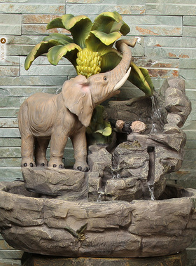 柒夏流水喷泉中式风电视柜摆件