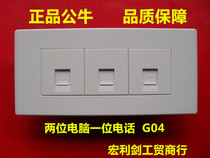 Bull Switch Socket 118 Type Wall Two Two Network Wire Network Port 2 Bits Computer One Phone Panel G04