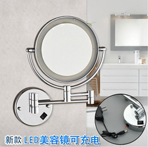 New Led Lights Bathroom Beauty Mirror Rose Gold Make-up Folding Wall-mounted Double Face Dresser Chrome Plated quality