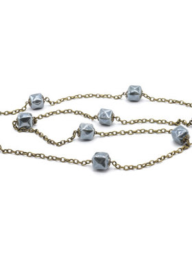 Bossoir毛衣项链小方珠手工制造