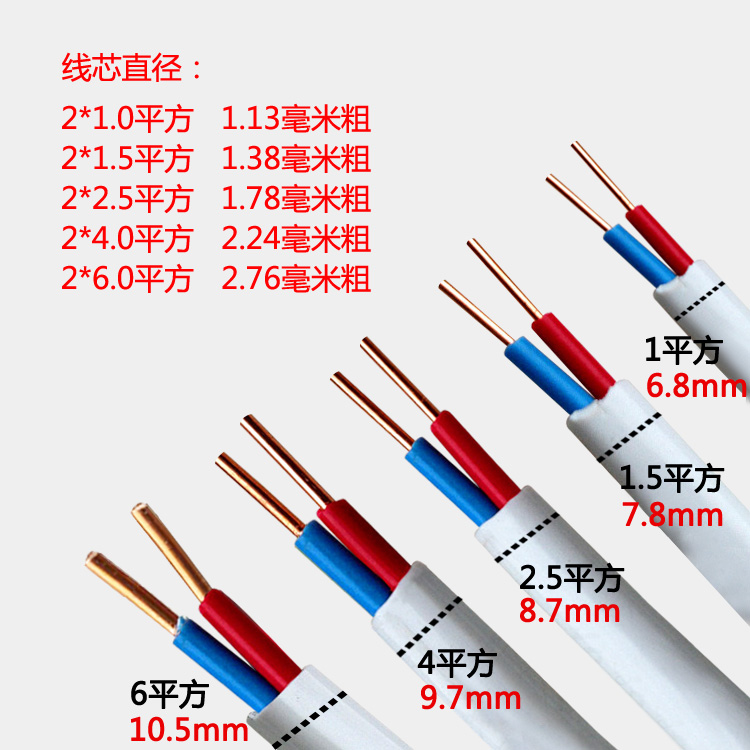 国标BVVB2*1.5/2.5/4/6平方紫铜双芯铜线 铜芯护套线电线剪散卖 - 图0