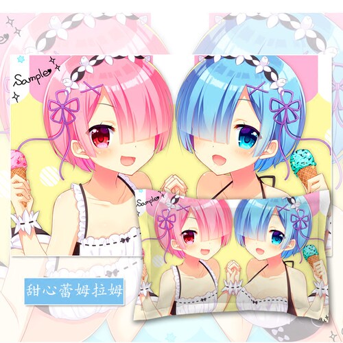 来图定制蕾姆拉姆动漫二次元枕套枕头套枕芯套48*74单人抱枕套子 - 图2