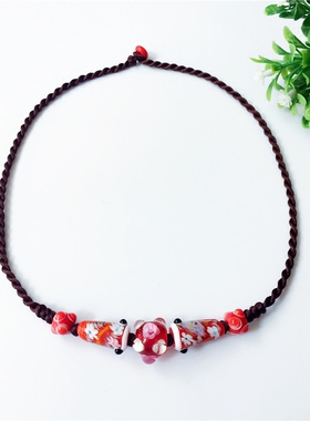 锦鲤六眼珠日式琉璃情侣锁骨项链