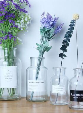 清仓处理棕瓶玻璃透明插花瓶摆件简约装饰创意家居软装干花搭配8