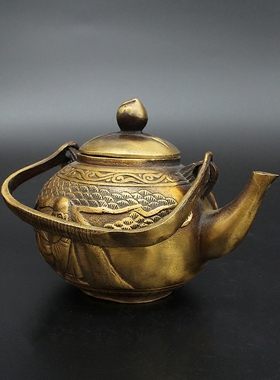 仿古风黄铜老寿星酒壶家居装饰