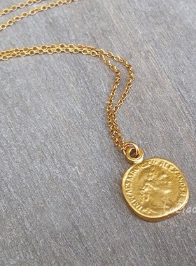 以色列设计师小金币女头像吊坠
