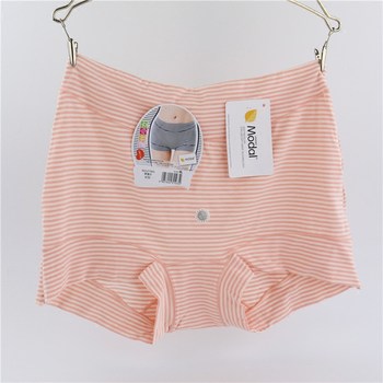 4 ຊິ້ນສົ່ງຟຣີ Daisy Girl 21563 modal stripe high waist tummy control large size plus fat boxer women's underwear