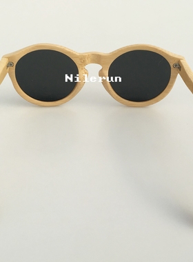 墨镜优雅风圆形竹制太阳眼镜