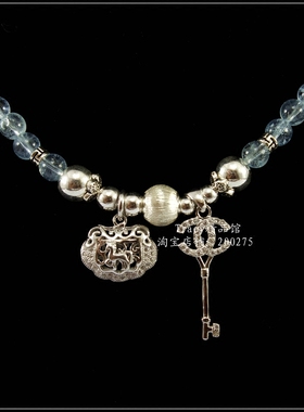 原创设计海蓝宝平安锁手链925银