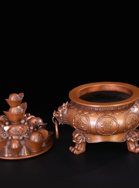 纯紫铜聚宝盆摆件聚财