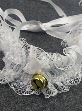 原宿日系蕾丝铃铛绑带黑白项圈