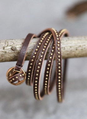 原创细腰带铆钉多功能手链