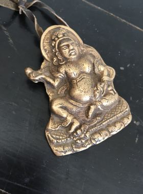 尼泊尔黄财神佛牌西藏饰品挂件