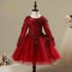 Váy công chúa cho bé gái váy dạ hội mới 2019 dài tay màu đỏ thời trang trình diễn hoa cô gái fluffy trẻ em váy dài mùa thu - Váy trẻ em quần áo cô dâu chú rể trẻ em Váy trẻ em