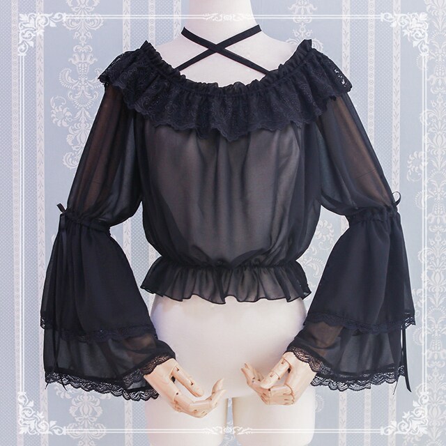 ເສື້ອຢືດແຂນຂາຍາວ Lolita lace chiffon