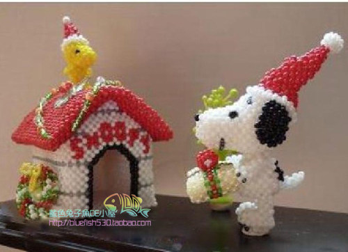 手工串珠进口TOHO米珠材料包史努比雨伞圣诞节狗屋SNOOPY含教程 - 图0