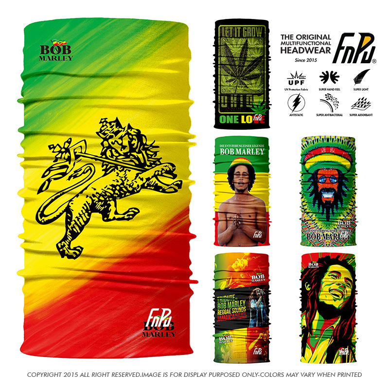 BOB MARLEY鮑勃.馬利無縫頭巾垂釣戶外騎行魔術方巾面罩頭套口罩