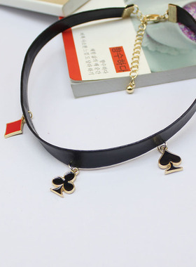 桃心皮质甜美风配饰颈链