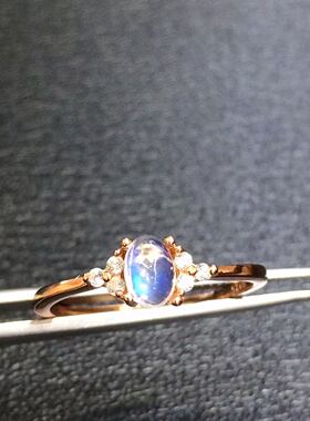 福利特惠银镶天然戒指简约月光石