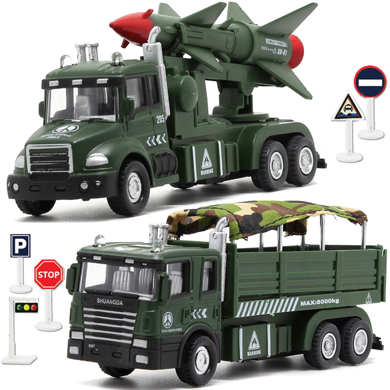 解放卡车导弹车运输车油罐车野战军车回力车合金车模型儿童玩具车 - 图0