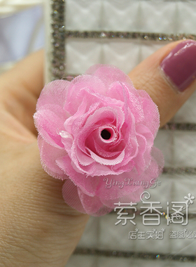 波西米亚海边新娘绢花黑色戒指