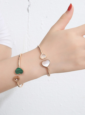 钛钢镀18k玫瑰金手环明星迪同款