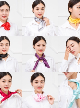 丝巾女纯单色韩国百搭银行工作服