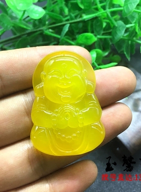 天然黄玛瑙佛公玉坠女款