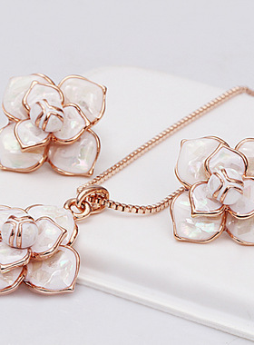 丽银饰品新款日韩时尚女山茶花