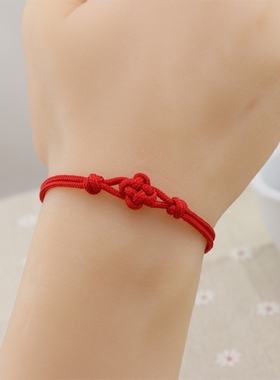 手工编织手绳红绳手链红色儿童