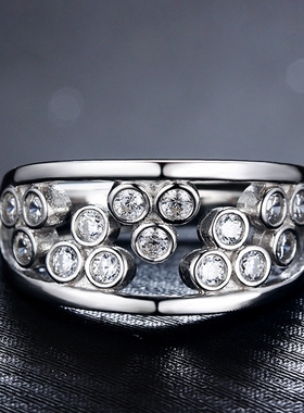 镶嵌锆石活口时尚个性风碎钻戒指