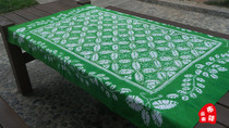 Yunnan Dali Handmade Dyeing Table Cloth Table Cloth Hanging Curtain-Cu-green chequered bronze money flowers (165 x 115CM)