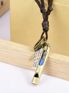 x485复古文艺牛皮绳算盘吊坠