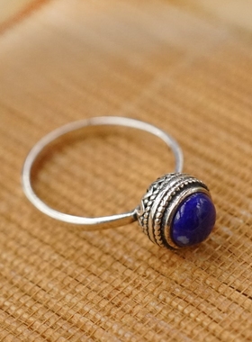 单身戒指天醉青金石复古男女