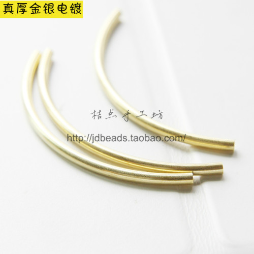 DIY饰品配件.镀金银.铜制.亚光.弯管.16K金.无光 3*70mm (1940C) - 图0