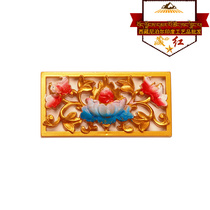 Tibetan Red Tibetan Style Painted 16cm Brilliant Lotus Flower Board Hidden Furnishing Clubhouse Restaurant Gate Upholstery Material