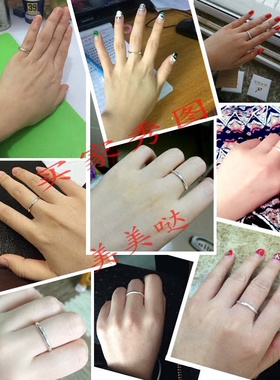 韩版999纯银戒指光面女手工刻字