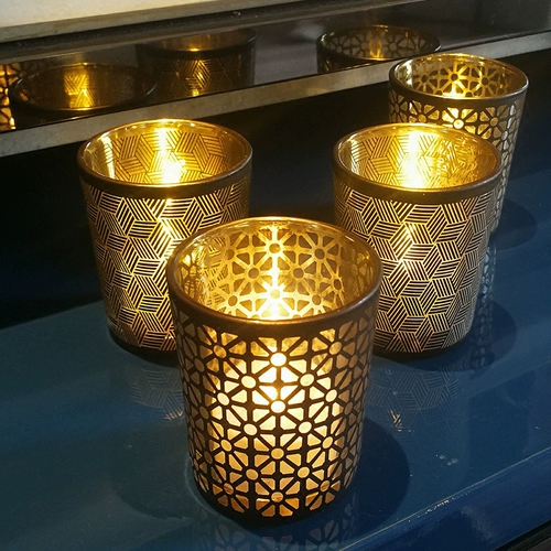Simplicity Modern Black Inner Gold Geometric Line Стеклянная стока Свеча таблет