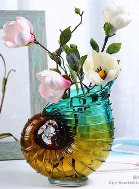 玻璃海螺摆件现代精致客厅玄关