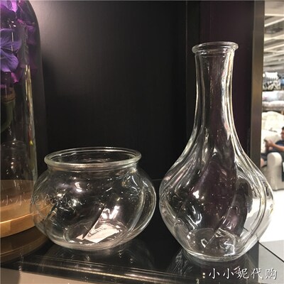 Ikea宜家国内代购viljestark维利斯塔花瓶透明玻璃花瓶装饰花瓶 虎窝淘