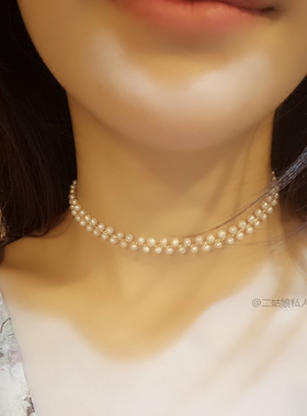 CHOKER天然迷你淡水手工锁骨项链