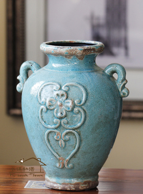 欧美乡村地中海陶瓷花瓶家居饰品