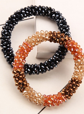 韩国时尚水晶串珠皮筋可做女头饰