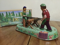 (Memory Restoration) Tin clockwork Old Toys woodwork sawmill wood head old objects 80 back nostalgic collection