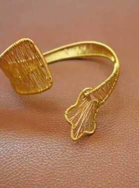 艺术饰品绕线纯黄铜五角星臂环