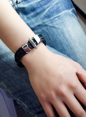 欧美风男士复古百搭情侣皮手环